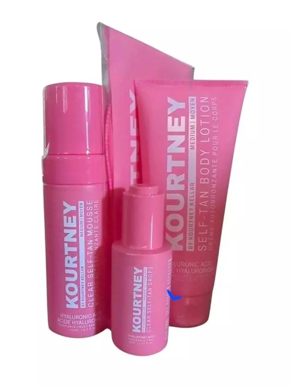 NEW KOURTNEY Self-Tan Drops, Body Lotion & Mousse Set/w mit.